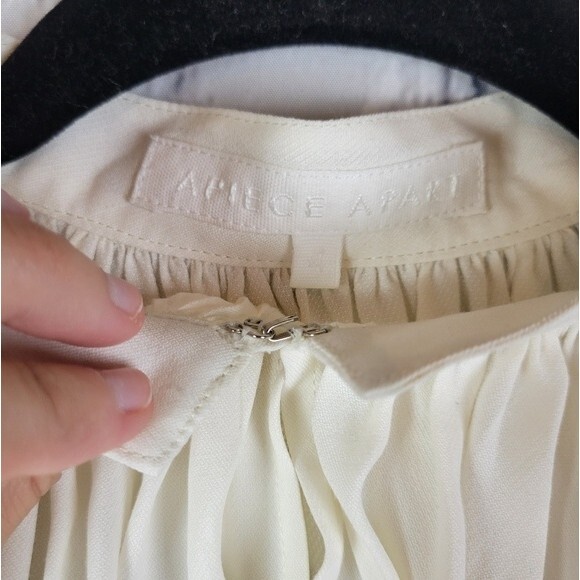 Apiece Apart ivory clasp open front neck long sleeve blouse - Picture 7 of 12